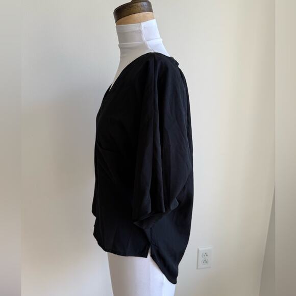 JESSICA SIMPSON BLACK BACKLESS BLOUSE HIGH LOW BUTTON DOWN SMALL - Picture 5 of 7